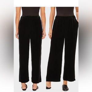 258.00 NWT EILEEN FISHER M BLACK VELVET WIDE LEG PANT BEAUTIFUL HOLIDAY WEAR